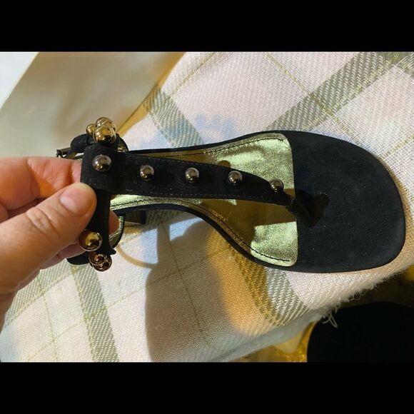 Lanvin black suede saddles golden heel 38 - Picture 3 of 9